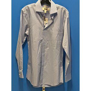 Joseph Abboud Mens No Wrinkle Blue Plaid Dress Shirt Size 14 1/2 32/33 100% Egyp